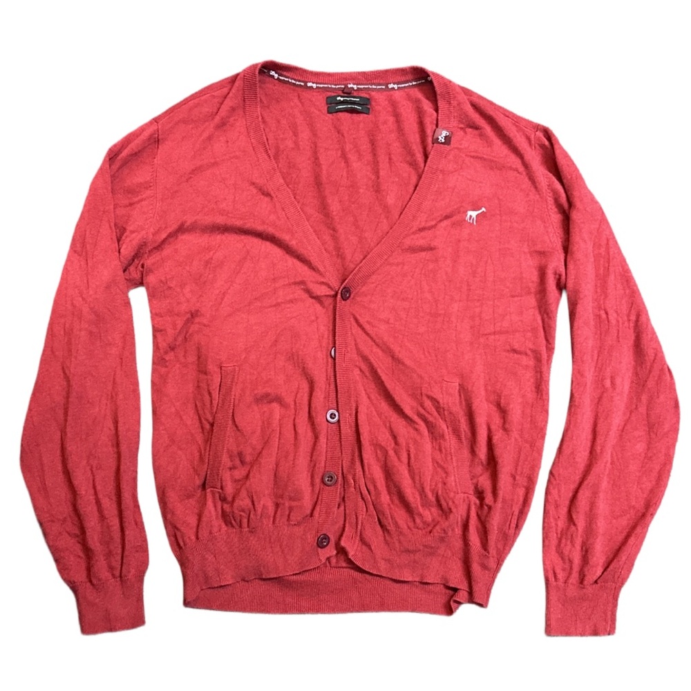 LRG men's red and white embroidered button-up cardigan, XXL. - Picture 3 of 5